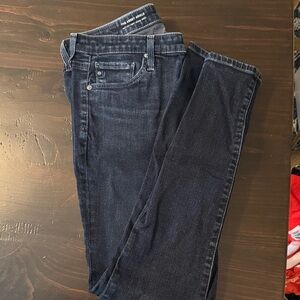 Anthropologie/AG the Abbey Ankle Mid-Rise Super Skinny Dark Wash Jeans